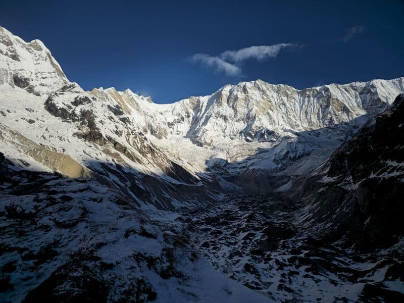 Majestic view of snowcapped Annapurna range at Ghandruk, Nepal.