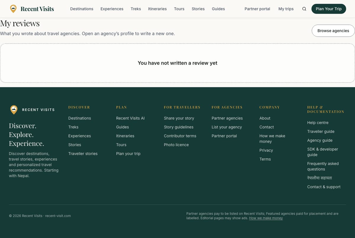 The My reviews page listing the reviews you wrote and their status.